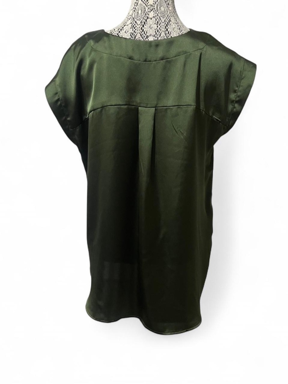 LOFT Olive Green V-Neck Cap Sleeve Blouse - Picture 4 of 6